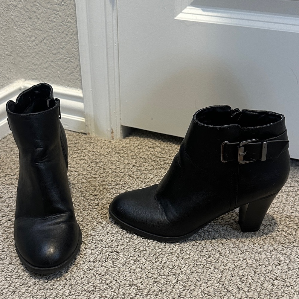 Black Ankle Boots with Buckle